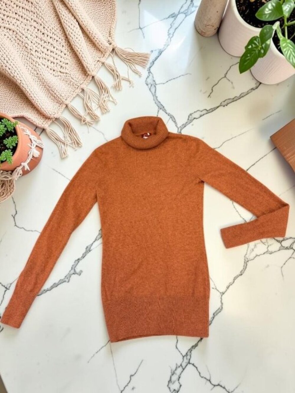 J. Crew Vintage 100% Cashmere Sweater Size Small Rust Burnt Orange Color - Picture 2 of 7